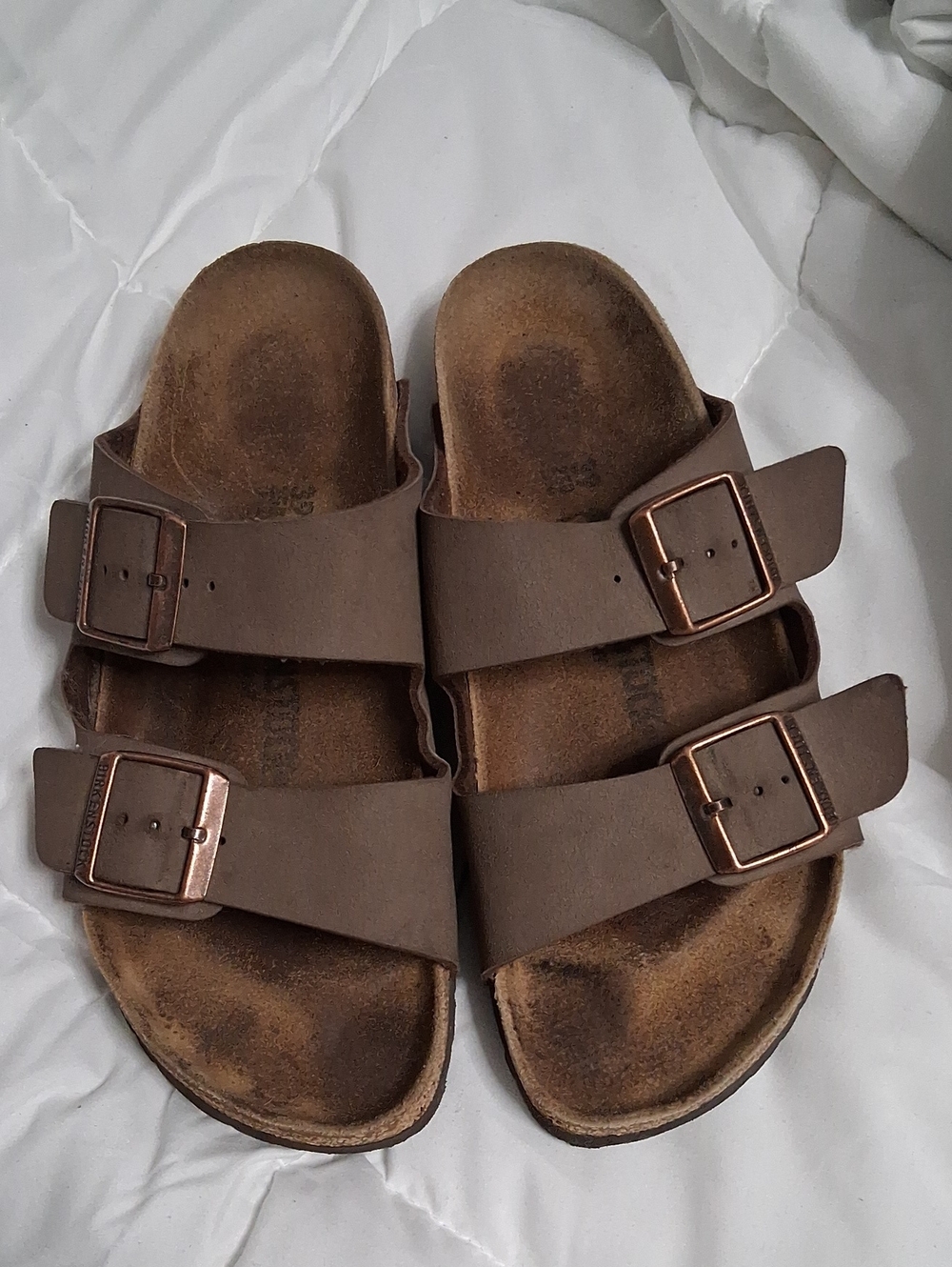 Birkenstock Taupe Two-Buckle Footbed Sandals